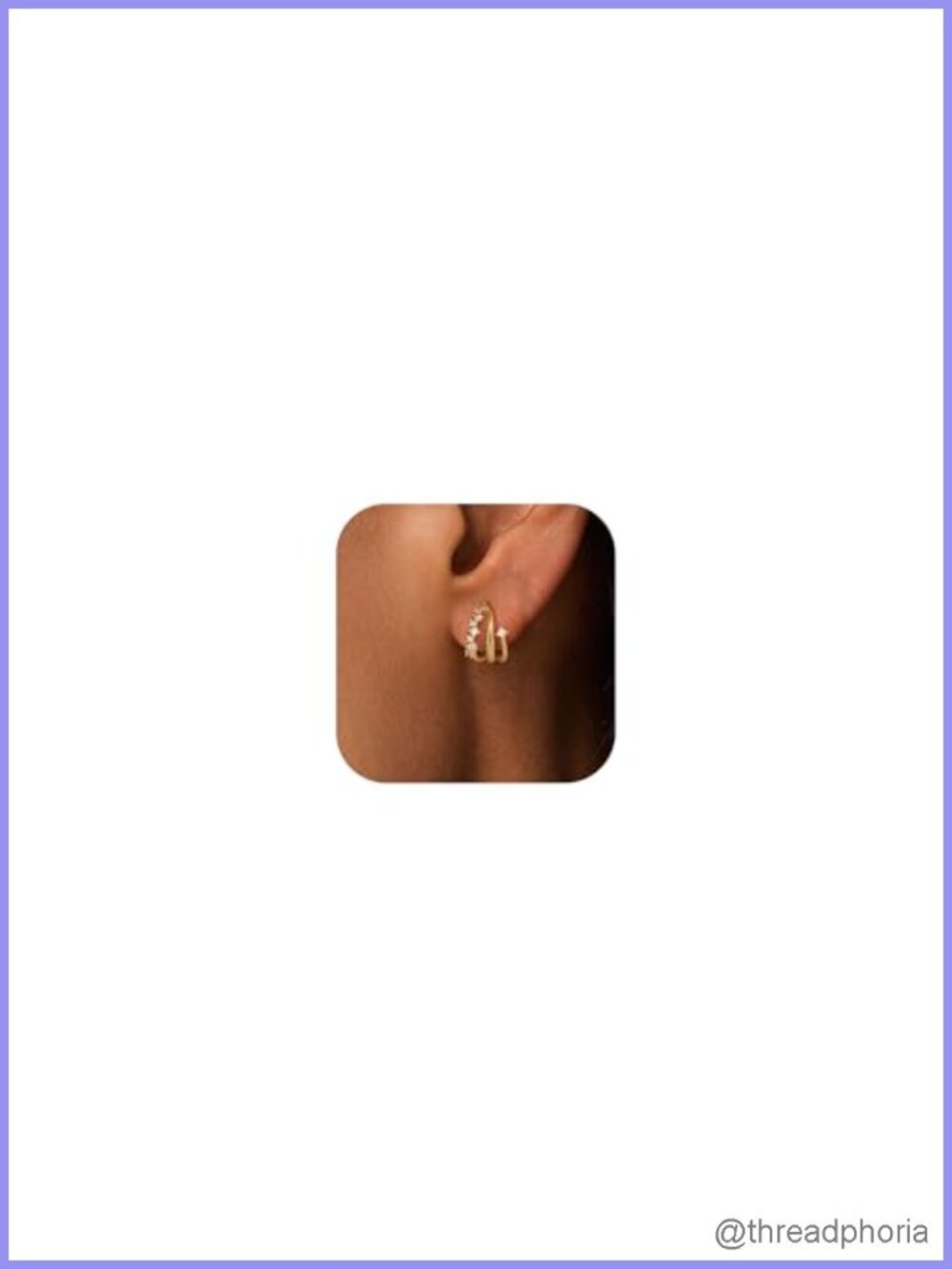 14K Gold Plated Triple Huggie Stud Earrings